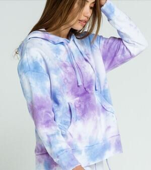 FREE PEOPLE Tie Dye Work It Out Womens Hoodie Size XS SOFT purple combo